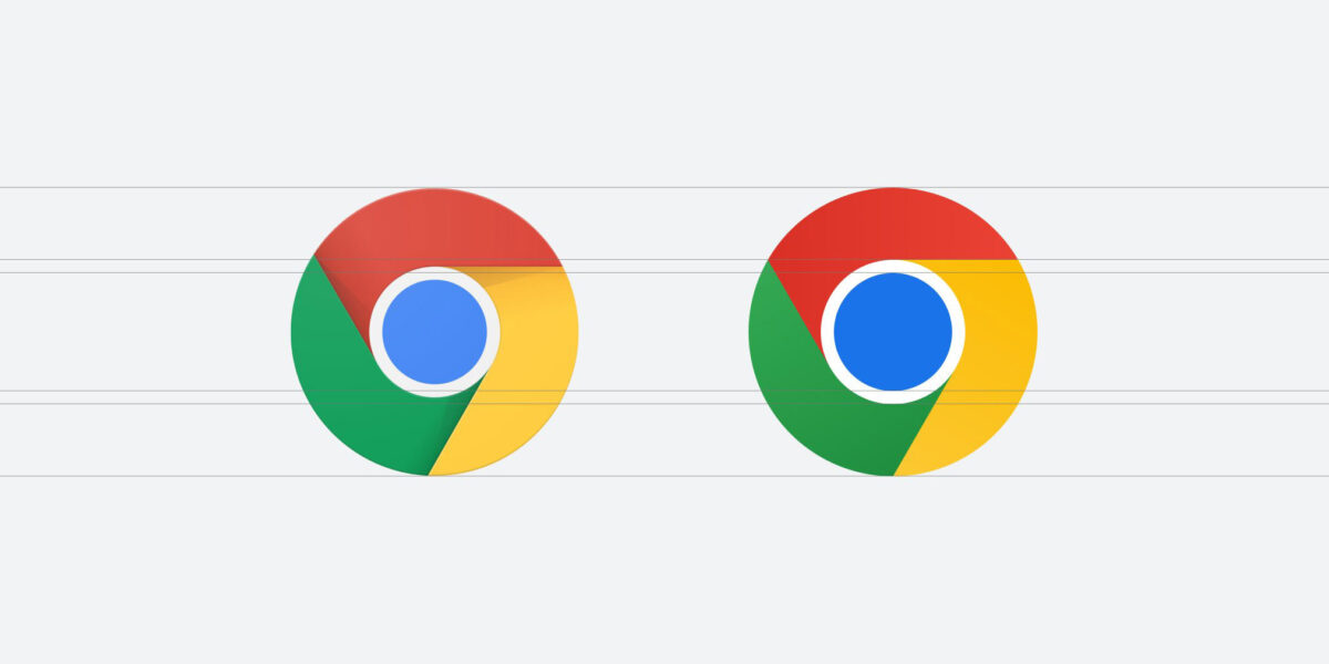 Сравнение старого  и нового логотипов Chrome