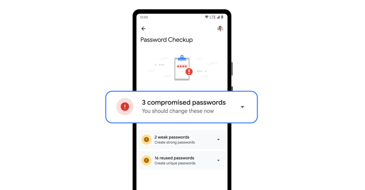 Password Checkup на Android может помечать скомпрометированные, слабые и повторно используемые пароли.